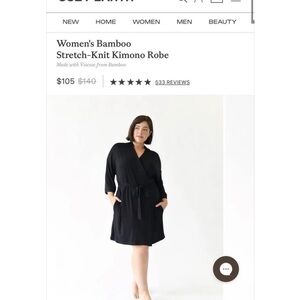 Women's Black Bamboo Stretch-Knit Kimono Robe